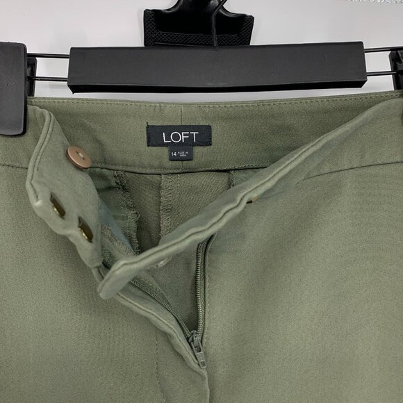 LOFT Pants Green Skinny Crop Zip Pocket Ankle Cotton Blend - Picture 4 of 9